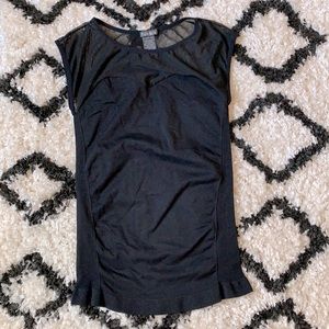 Black Stretchy Top with Sheer Neckline